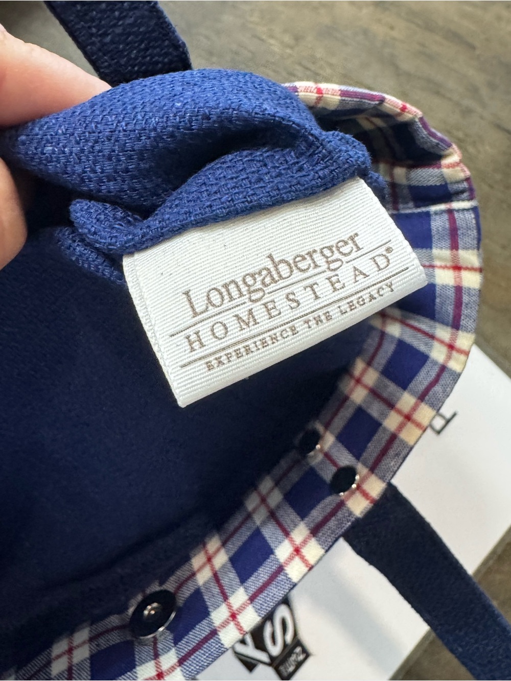 Longaberger Navy, White & Red Plaid Canvas Tote - Picture 4 of 7